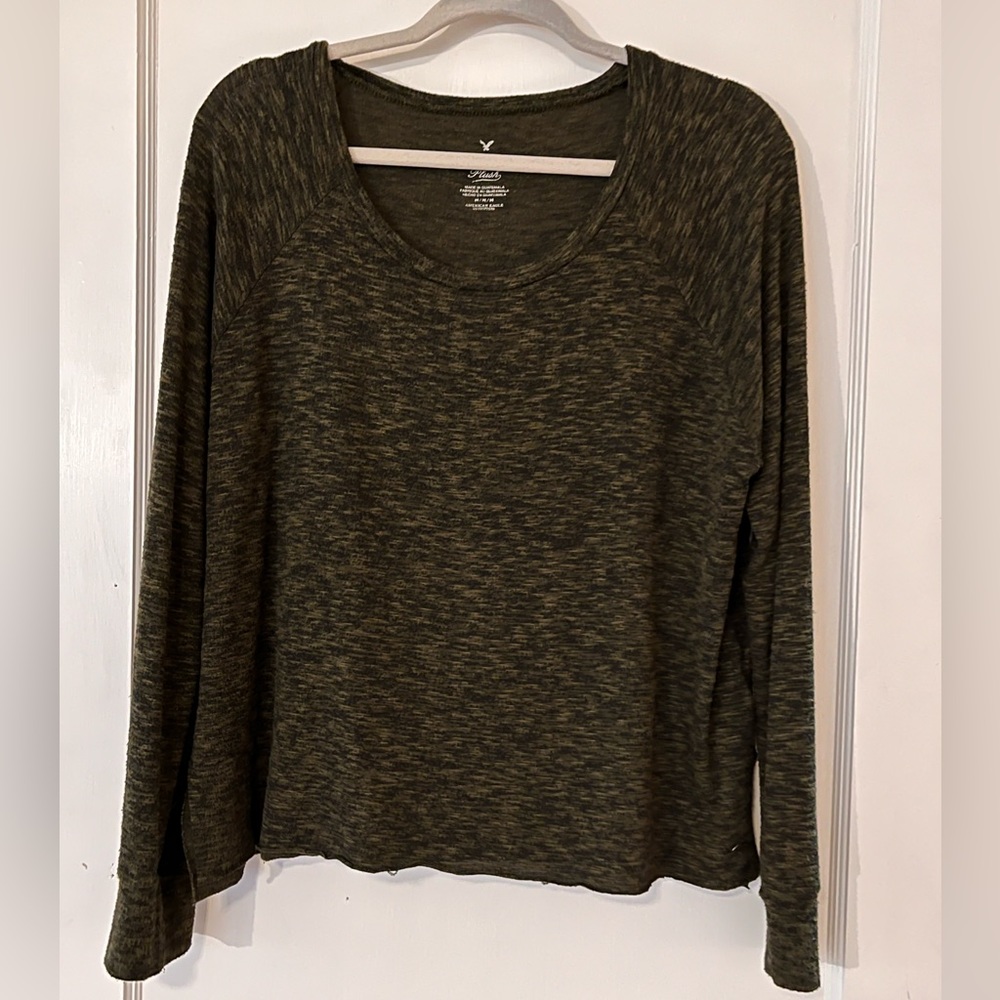 American Eagle Green Cropped Sweater Size M